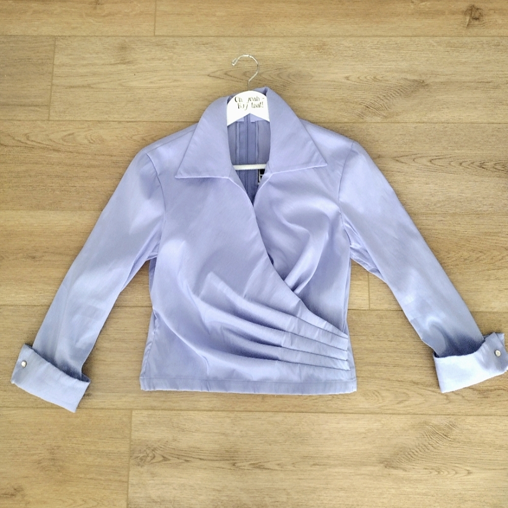LIKE NEW Tadashi Faux Wrap Blouse Blue Size 10